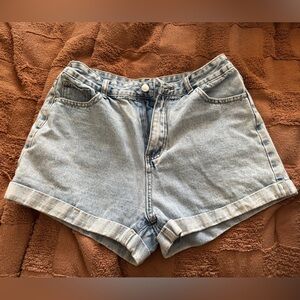 SHEIN Denim High-waisted Cuffed Mom Shorts